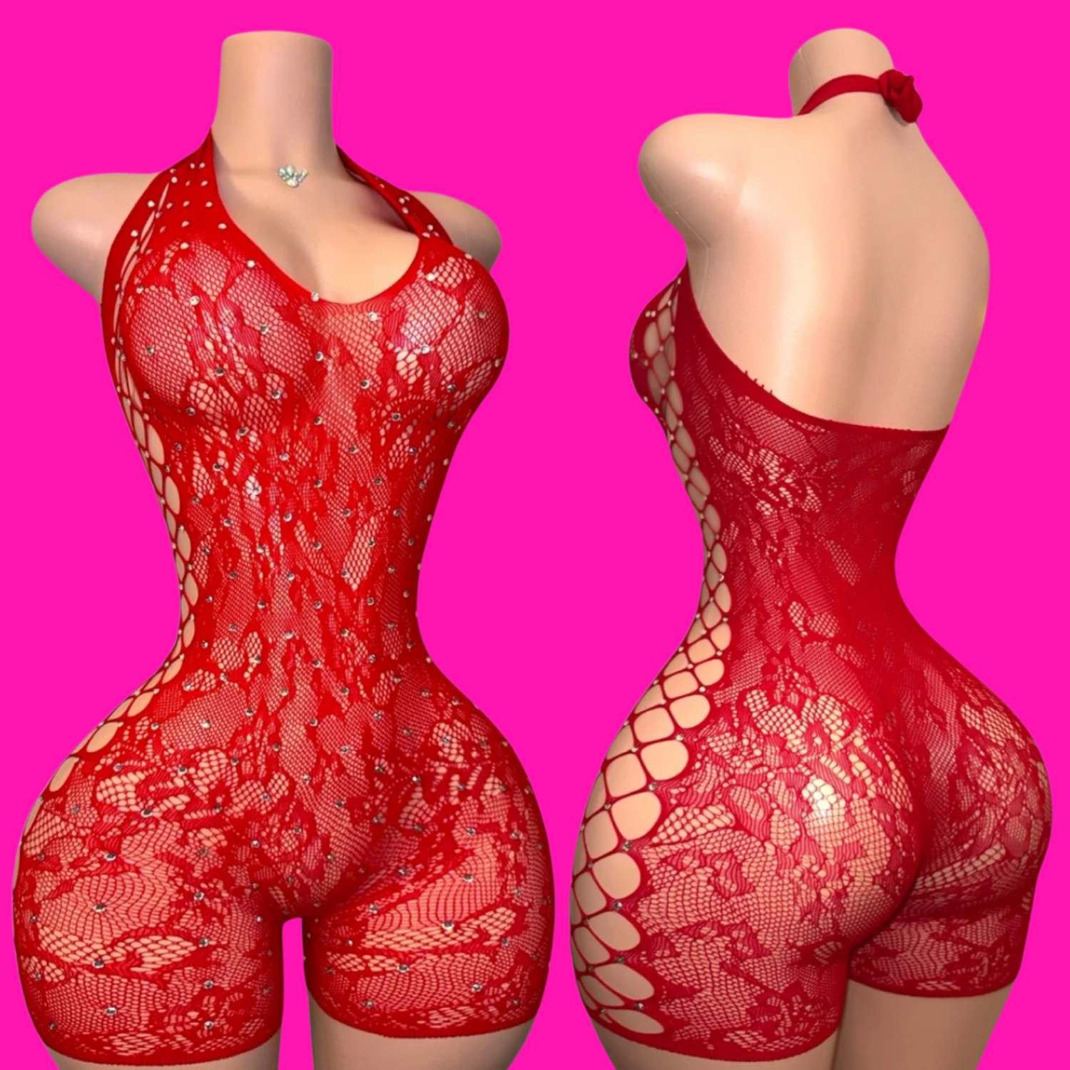 Exotic Lace- Romper (Red)