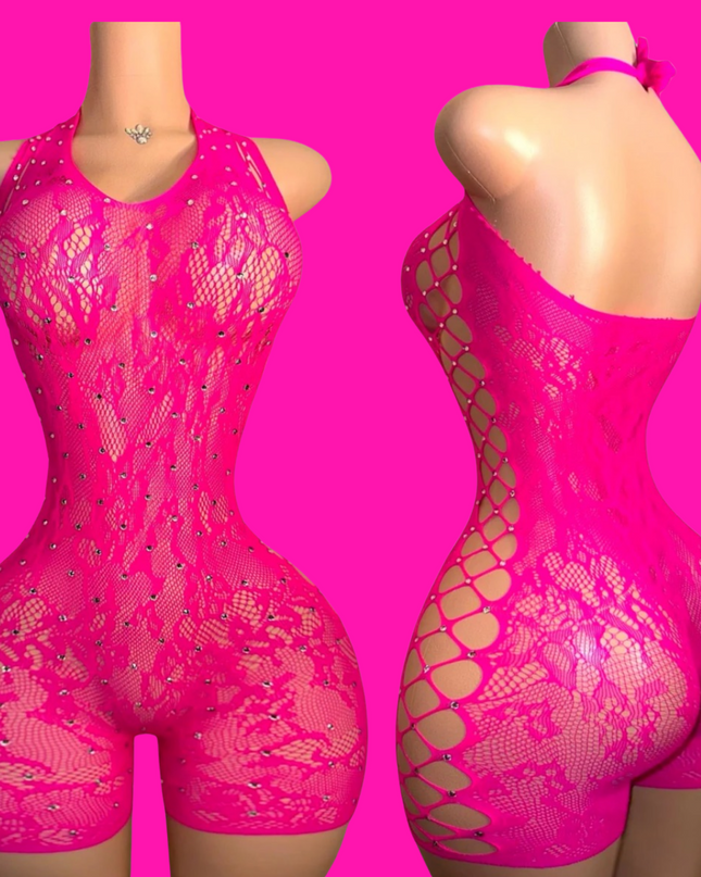 Exotic Lace- Romper (Pink)
