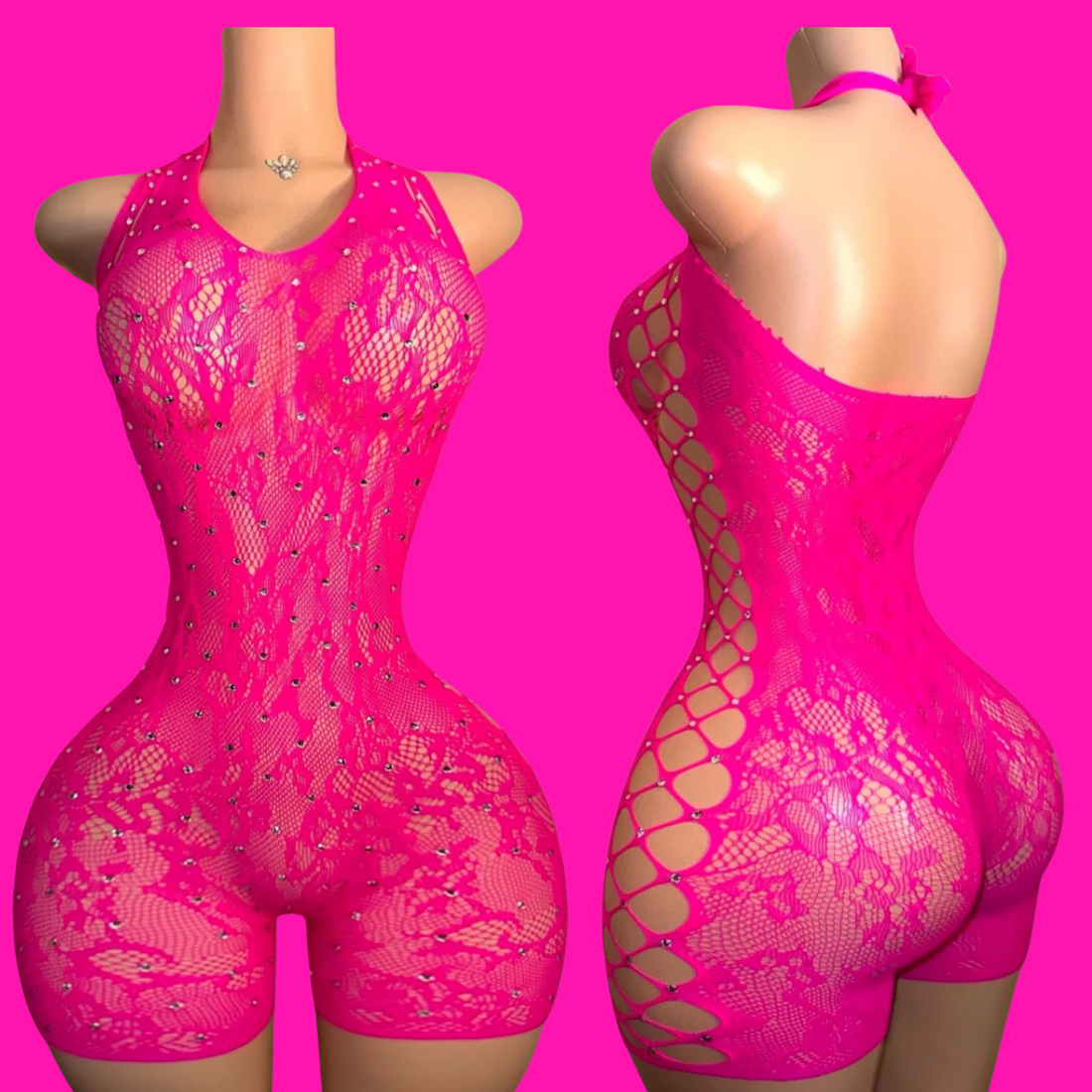 Exotic Lace- Romper (Pink)