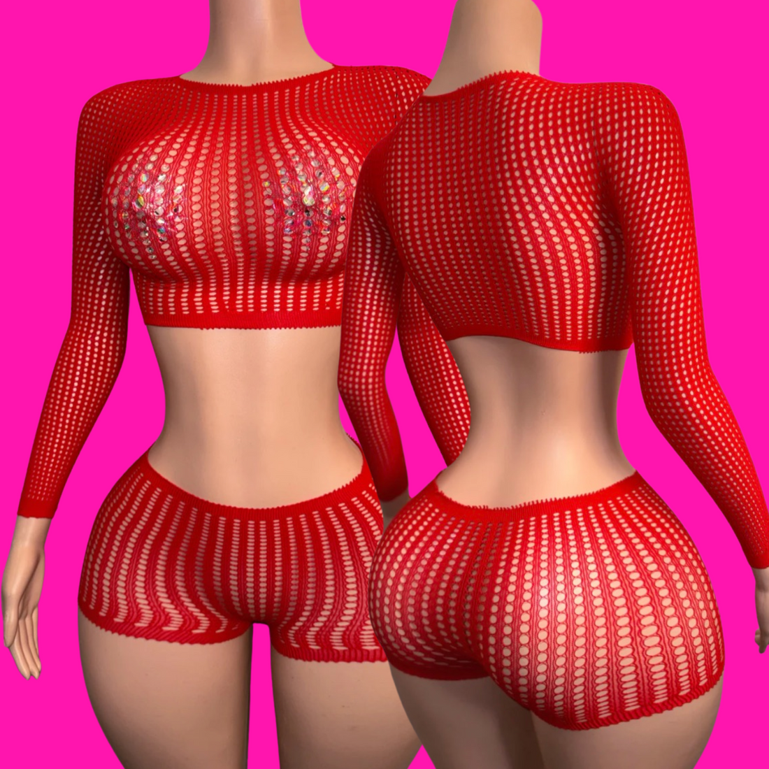 Caged - Short Set (Red)