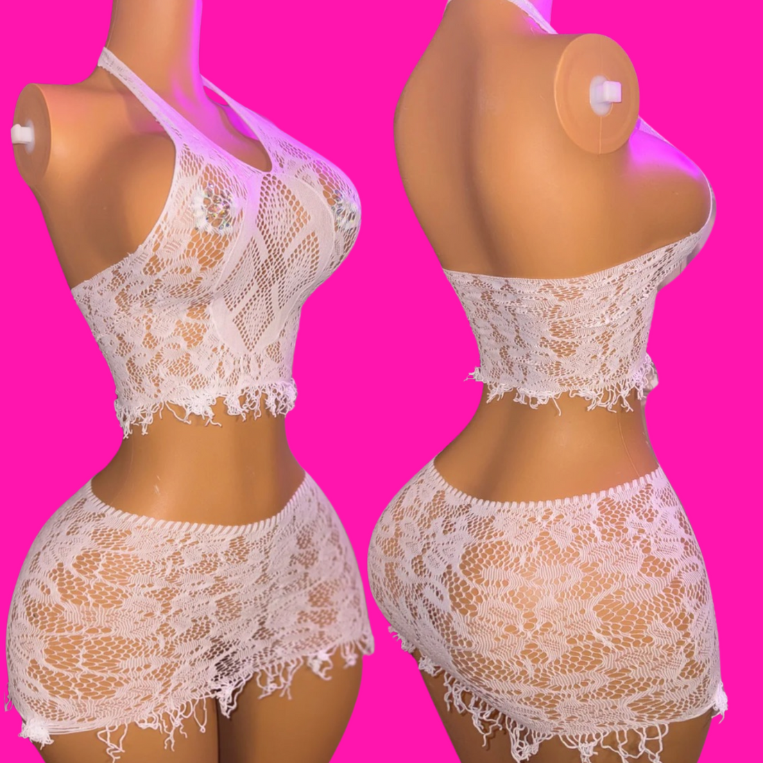 Laced - Mini Skirt Set (White)