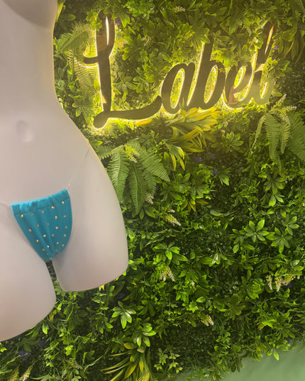 Stoned Clear String - T bar thongs -Water Blue