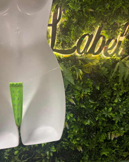 Stoned Clear String - T bar thongs -Neon Green