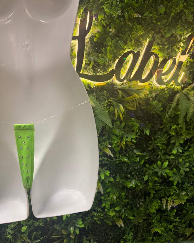 Stoned Clear String - T bar thongs -Neon Green