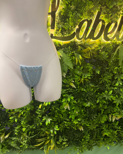 Stoned Clear String - T bar thongs -Light Blue l