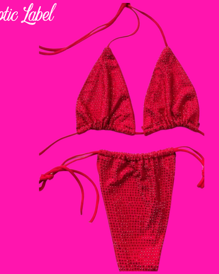 Big Biz Bling Bikini- Cherry Red