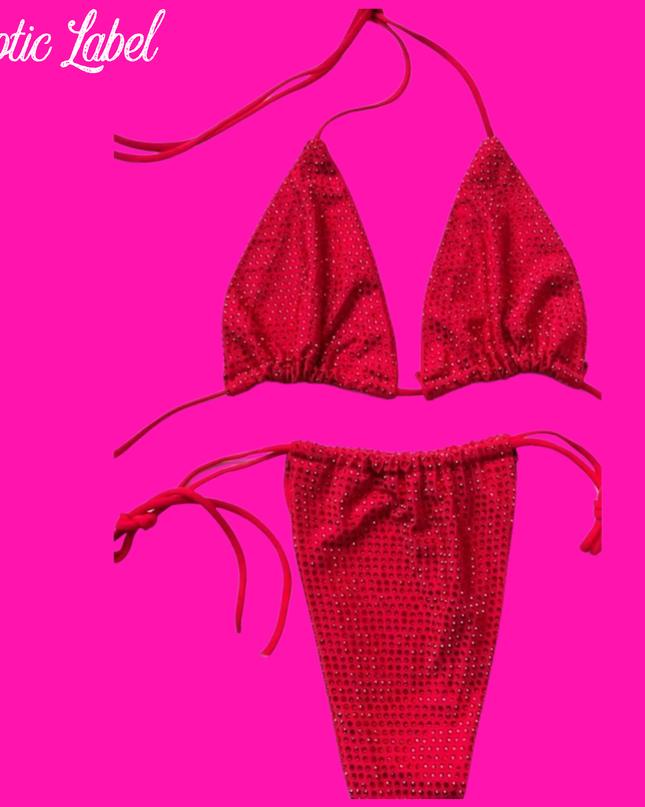 Big Biz Bling Bikini- Cherry Red