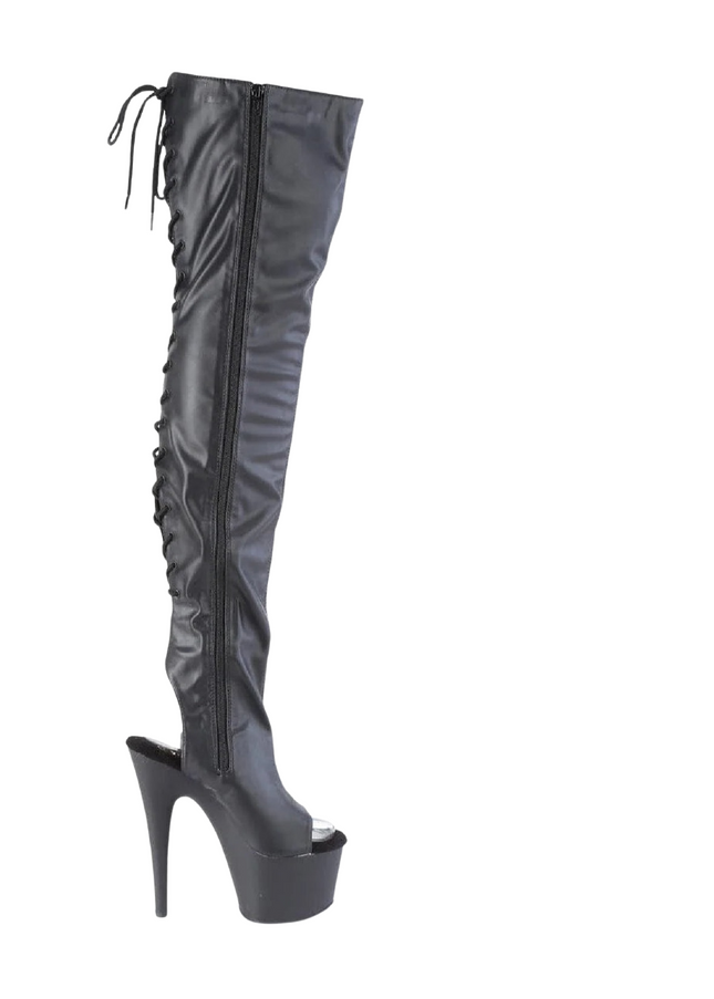 ADORE-3017 BLACK FAUX LEATHER THIGH BOOT
